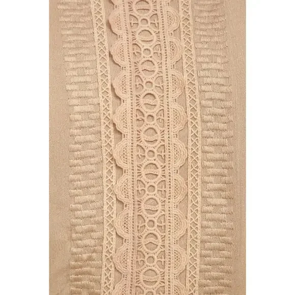 Lulus NWT For Life Beige Embroidered Maxi Dress Size S Crocheted Lace Gauzy - Picture 4 of 13